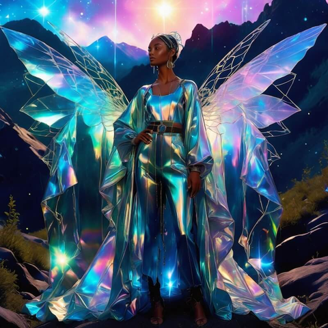 an image of a celestial person with blue wings